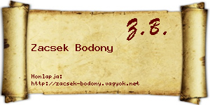 Zacsek Bodony névjegykártya